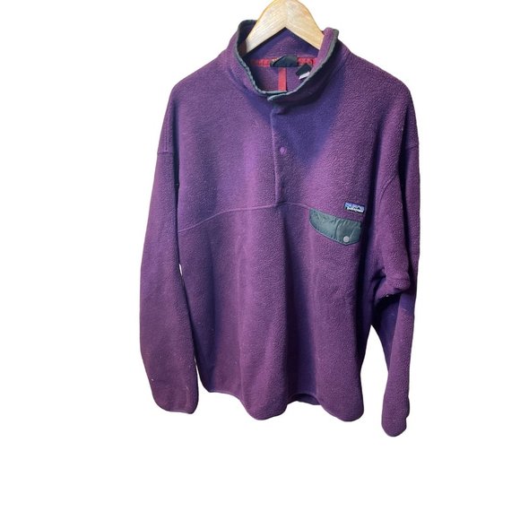 Patagonia Sweaters - Vintage 90s Patagonia Synchilla Purple Mockneck Long Sleeved Pullover Sz XL